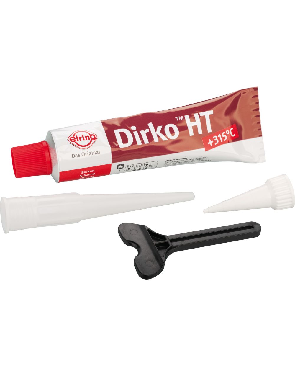 Pâte à joint Dirko HAT, rouge (-60 à +280°C, pointe à +315°C), 70 ml, avec  applicateur