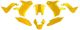 Racetech T7 Revolution Fairing Kit (8 pieces), yellow through-coloured polypropylene, can be mounted using the original screws