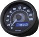 Daytona 'Velona' Speedometer, Diam. 60x45mm, Black. Display: km/h, km total, Trip Counter, Voltage, Clock, White Displ. Lighting, 'E'-approved