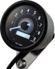 Daytona 'Velona 2' black Tachometer up to 9000 rpm, dim. 60x45 mm, voltmeter function, LED illumination + LC-display, 12V