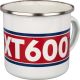 Tasse émaillée 'XT600', 300ml, blanc/rouge/bleu, dans emballage cadeau. Lavage main conseillé