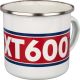 Tasse émaillée 'XT600', 300ml, blanc/rouge/bleu, dans emballage cadeau. Lavage main conseillé