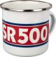 Tasse émaillée 'SR500', 300ml, blanc/rouge/bleu, dans emballage cadeau. Lavage main conseillé