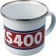 Nostalgia Mug 'XS400', 300ml, white/red/blue in gift box, enamel with metal rim (handwashing recommended)