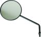 Mirror, LH, black, mirror arm black, shape similar to original, mirror arm approx. 6+12cm effective length, approx. 117mm glass diameter, E-approved