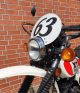 Number Plate 'Six Days', Preston Petty plastic white, ready to mount with black stainless steel brackets, for original headlight brackets, tilt +/-.