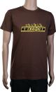 T-Shirt 'KEDO', size S, brown with yellow print (180g/m² cotton), 100% cotton