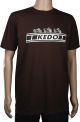 T-shirt 'KEDO', taille S, marron motif blanc (180g, coton bio), 100% coton