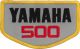 Badge à coudre 'YAMAHA 500', env. 86x52mm, noir, rouge, jaune sur fond blanc