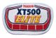Badge à coudre Vintage 'XT 500 Elite', 11.5x8cm, rouge/bleu/jaune sur fond blanc