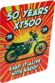50 Years XT500 Sign, 2mm aluminium plate with white coating, 4-colour digital print, dimensions 16x22cm, with central hole for hanging