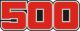 Sticker for Side Cover with Lettering 500, red/white, black background, 1 piece suitable for left or right side, 2 required