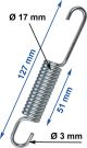 Ressort universel zingué, long. 127mm, fil de 3mm, diam ext. 17mm, long. spires 51mm