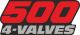 Sticker Side Cover Lettering '500 4-Valves', red/silver-grey with black background, 1 piece, fits right and left side of vehicle, 2x required