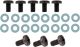 Mounting Kit, black, for stainless steel heat shields (3x M6x12 for expansion chamber, M6x10 for header pipe / silencer), 16x heat-resistant washers