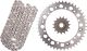 Kit chaîne à joints toriques, RK520XRE, 15/44, 110 maillons, ouverte avec 2 attaches (rivet, clip), pignon à cannelures fines