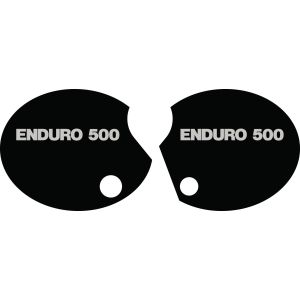 Jeu d'autocollants de caches latéraux 'Enduro 500' droit et gauche, noir, lettrage argent (remplace art. 21068)