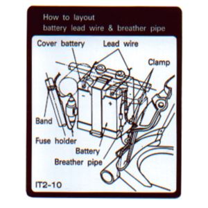 Autocollant d'information concernant branchement batterie, cache latéral gauche/intérieur