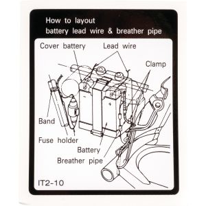 Autocollant d'information concernant branchement batterie, cache latéral gauche/intérieur