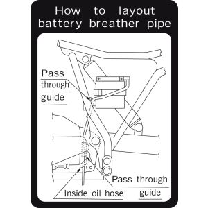 Autocollant d'information de guidage du tuyau de batterie. Pour cache latéral gauche, à l'intérieur