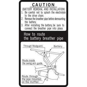 Autocollant d'informations relatives au changement de batterie et guidage de la durite