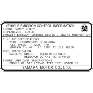 Autocollant 'Vehicle Emission Control Information' type 2H0 78 pour cache latéral gauche, intérieur