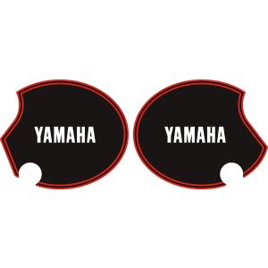 Side Cover Decal Set YAMAHA, right+left, glossy black, red stripes (like fuel tank decals), white lettering