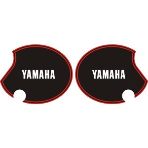 Side Cover Decal Set YAMAHA, right+left, glossy black, red stripes (like fuel tank decals), white lettering