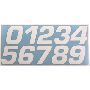 Autocollants renforcés de plaque porte-numéro, hauteur 80mm, blanc mat, chiffres de 0 à 9 (x1)