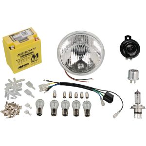 Complément de kit Powerdynamo comprenant optique, GEL-batterie, ampoule, klaxon, petites pièces