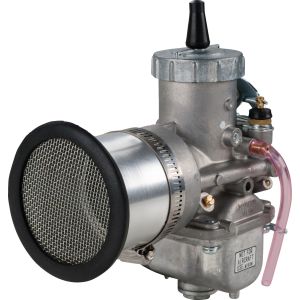 Cornet alu avec grille et filtre mousse remplaçable (long. 55mm, raccord 62mm), collier inox