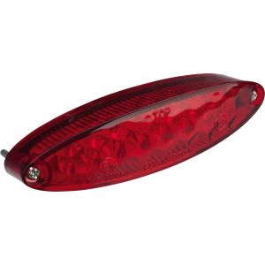 Mini feu arrière à LED avec éclairage de plaque d'immat., cabochon rouge. Taille: 107x29mm, prof. 32mm. Homologué