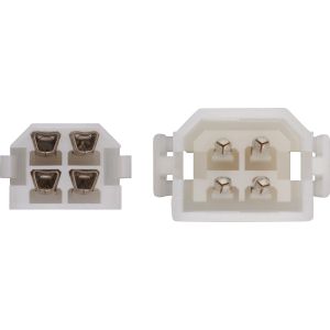 Fiche 4 contacts, 2X4 contacts ronds inclus (fiche à cran d'arrêt)