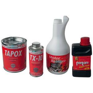 Kit traitement de réservoir complet FERTAN/TAPOX en 7 étapes, 4 pièces, dérouillage chimique, enduit 2 composants