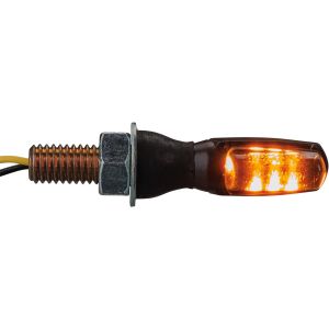 Micro clignotants LED 'Spark', plastique noir, taille: 25x11x14,5mm cabochons fumés, montés souple, la paire. Homologué