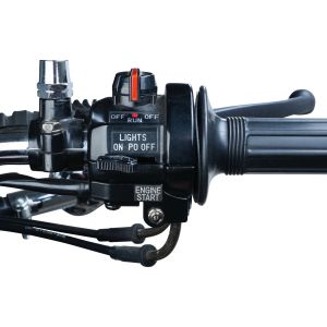 Universal Push-Button, e.g. electric starter (supplemented e.g. Art. 41851-X, 41853, 41854), mounting on throttle grip housing, 3-piece DIY set with 1.5m cable