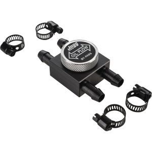 Mini vanne JAGG, raccord 3/8'' (pour durite de 10mm, taille sans raccord: 38x38x34mm), permet la régulation manuelle du refroidissement de l'huile