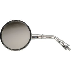 Chromed Mirror, round, 1 piece for left or right, mirror surface 115mm, e-approved, M10 right-hand thread (does not fit on original Yamaha brake perch)