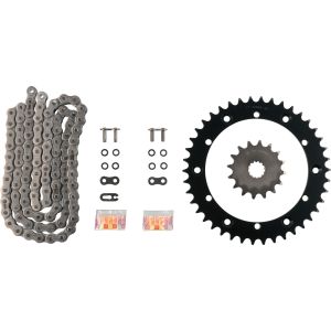 Kit chaîne à joints toriques 16/42, RK520XRE, 100 maillons, ouverte avec 2 attaches (rivet, clip)