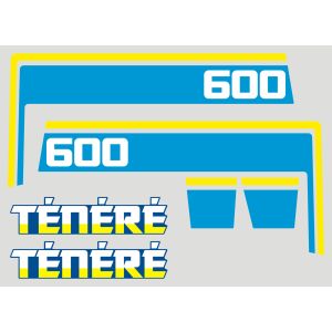 Fuel Tank Decal, blue/yellow/white, 6-piece complete incl. Ténéré lettering (LH&RH side)