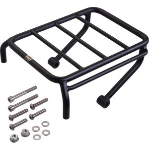 Mini Pannier Rack, Stainless Steel, Wrenchmonkees/GibbonSlap-Style, black-coated, incl. Mounting Material, Size 245x180mm