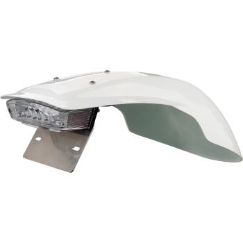 Garde boue arriére KEDO, blanc, feu arrière transparent à LED homologué et porte plaque