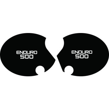 Jeu d'autocollants de caches latéraux 'Enduro 500' droit et gauche, noir (lettres blanches)