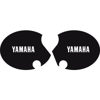 Jeu d'autocollants de caches latéraux 'YAMAHA' droit et gauche, noir (lettres blanches). Version renforcée plus résistante
