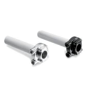 Poignée d'accélérateur à tirage mi rapide (pour 2 câbles), alu poli, longueur 130mm