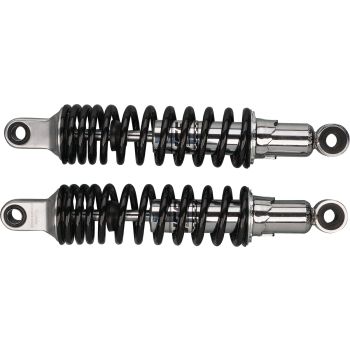 Amortisseurs chromés YSS Classics, 320mm comme d'origine, 5 positions de réglage en précontrainte, compatible avec carter de chaîne, homologué, la paire
