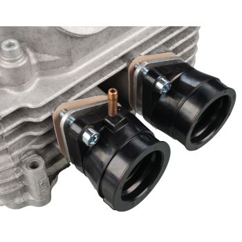 Intake Manifold Spacer 3mm, mounting on cylinder head, compensates the shrinkage of the intake rubber carburetor - air filter box, incl. mounting  material