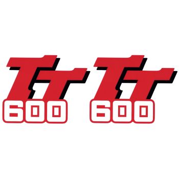 Fuel Tank Decal TT600, approx. 182x142mm red/black/white, 1 pair for LH/RH, (special foil, laminated; extra adhesive and resistant)