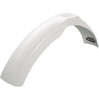 Front Fender Preston Petty MX, white coloured, dim. approx.: width front /max. 15cm, rear/max. 12cm, length from yoke 48cm front, 41cm rear