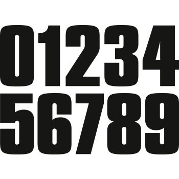 Start number set 80s-Style, black matt, 112mm high, 1 piece each (0 to 9)